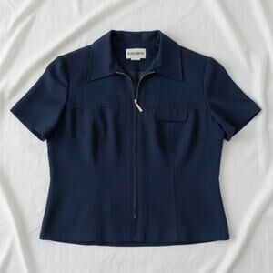 Plaza South Vintage Blue Zip Bomber Shacket Womens 10 Medium